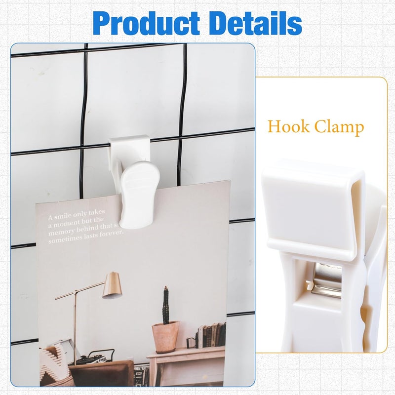 Starry 25 PCS Grid Wall Accessory Hooks Siding Clips to Hang Things Wall Grid Panel Decore Clips Gridwall Sign Holder for Home, Retail, Workspace Organization Storage Displays - Image 4